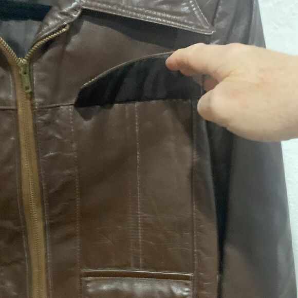 Vintage The Leather Shop Sears Brown Leather Jacket Size 36 Like New - Picture 7 of 13